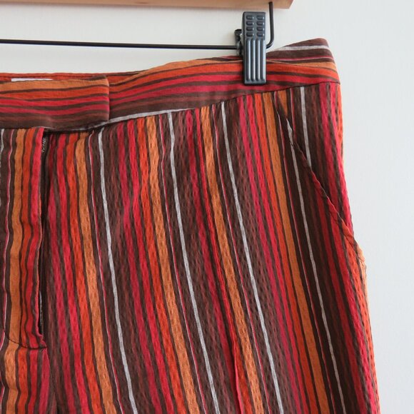 ROSIE ASSOULIN Striped Seersucker Retro High Waist Pants Red Brown Retro - Picture 4 of 16
